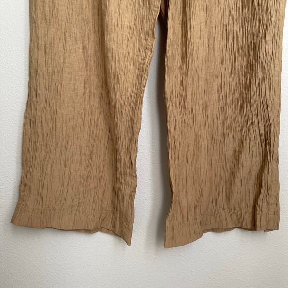 Madewell Khaki Crinkled Crepe Straight-Leg Crop Pants (M) - Picture 6 of 13